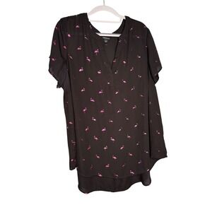 Torrid flamingo print short sleeve blouse